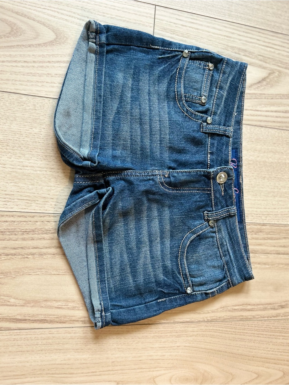 Women's Dark Blue Denim Jean Shorts - Classic Five-Pocket Style